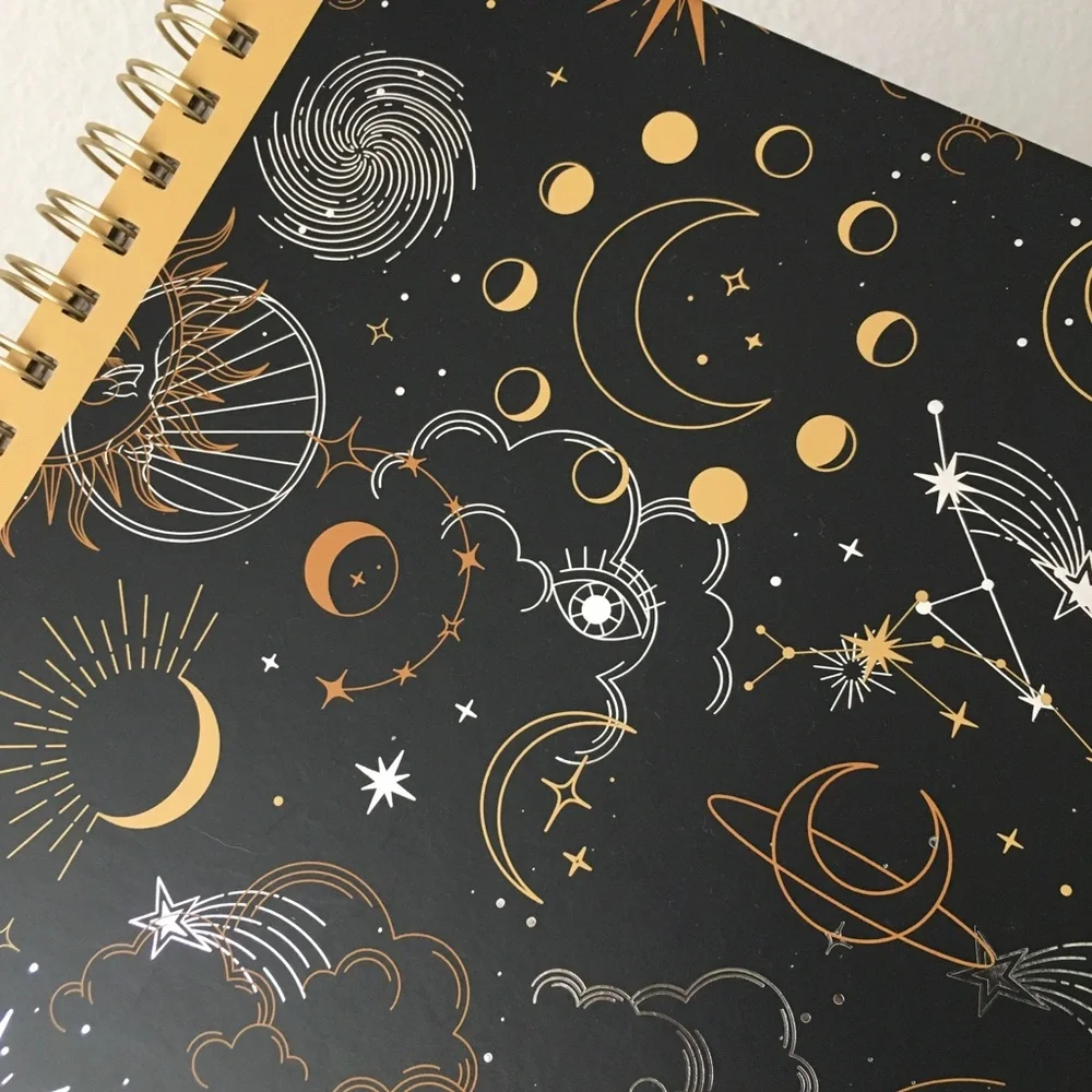 Celestial Galaxy Moon Spiral Notebook